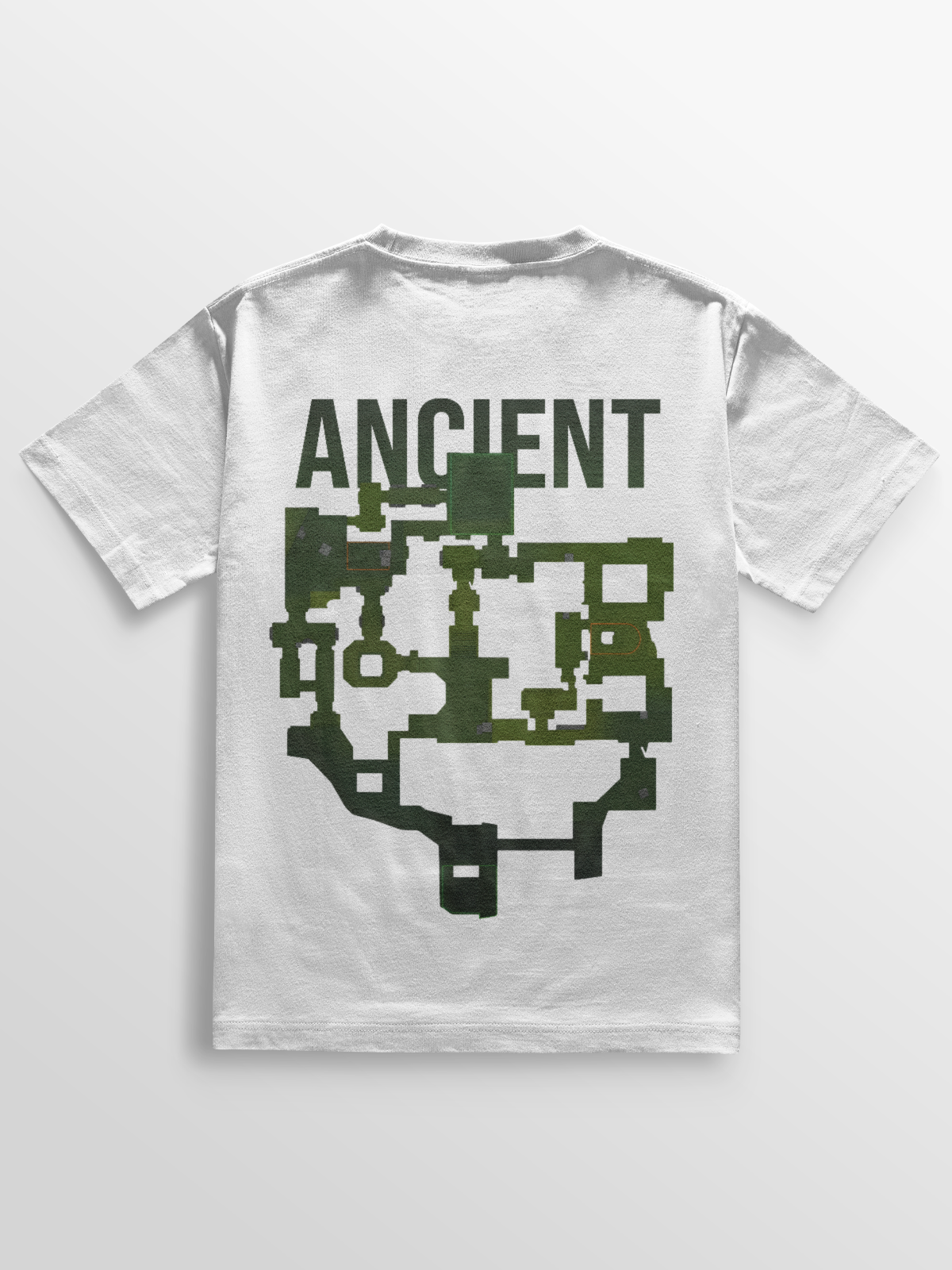 Camiseta gamer com estampa em alta definição do mapa Ancient de Counter-Strike. Confeccionada em algodão penteado, com visual marcante, durabilidade e modelagem ajustada para destacar o estilo de quem joga com estratégia.