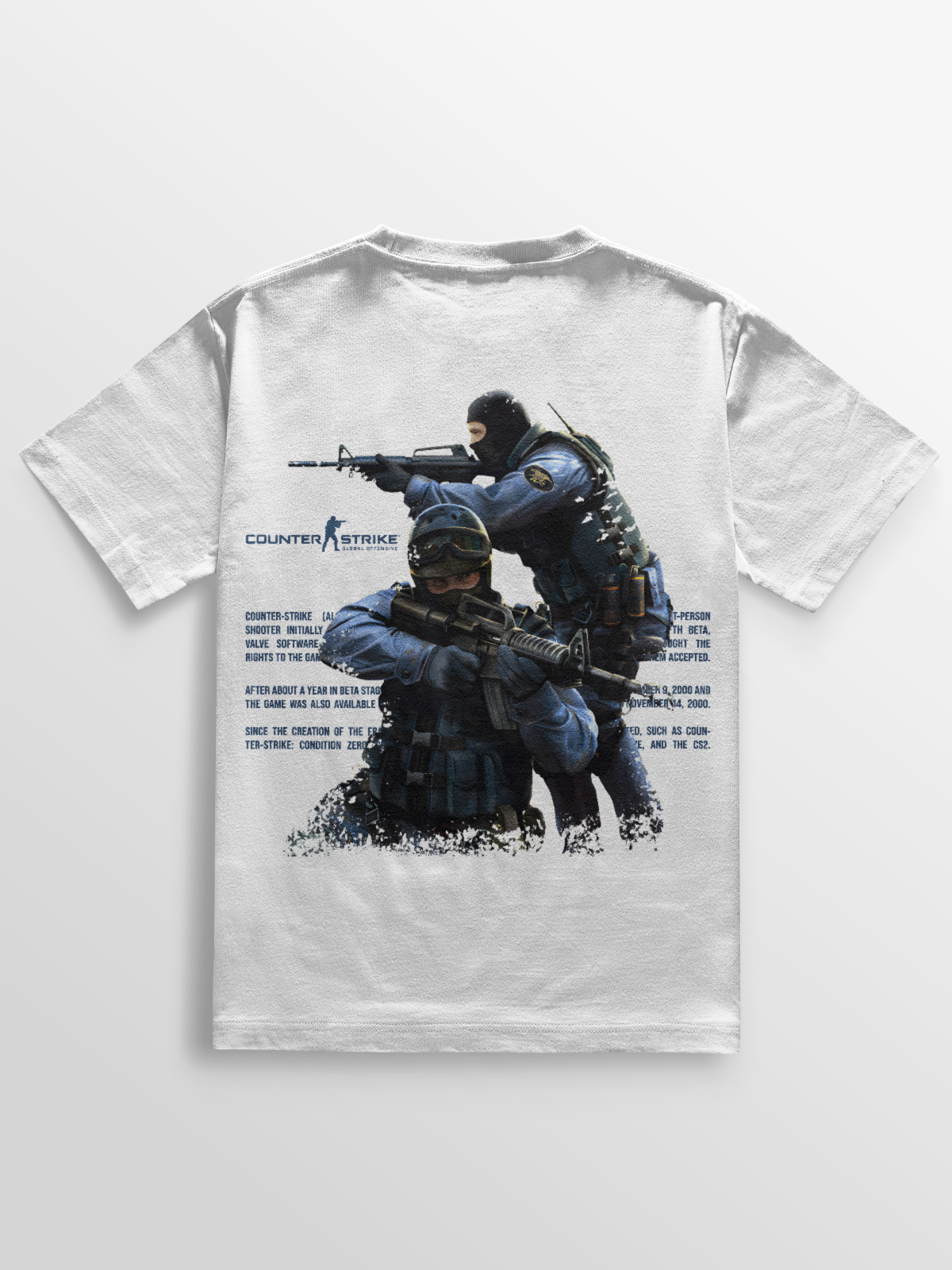 Camiseta CT & TR Agent Counter Strike Global Offensive com estampa DTF vibrante dos agentes, feita em 100% algodão penteado, modelagem ajustada e costura reforçada para estilo e durabilidade no dia a dia gamer.