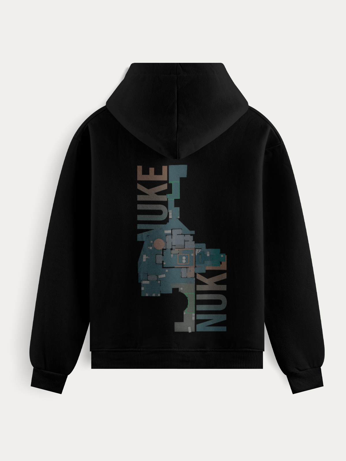 Moletom com estampa do mapa Nuke do Counter-Strike. Tecido macio e durável, ideal para gamers que valorizam estilo e referência tática no dia a dia.