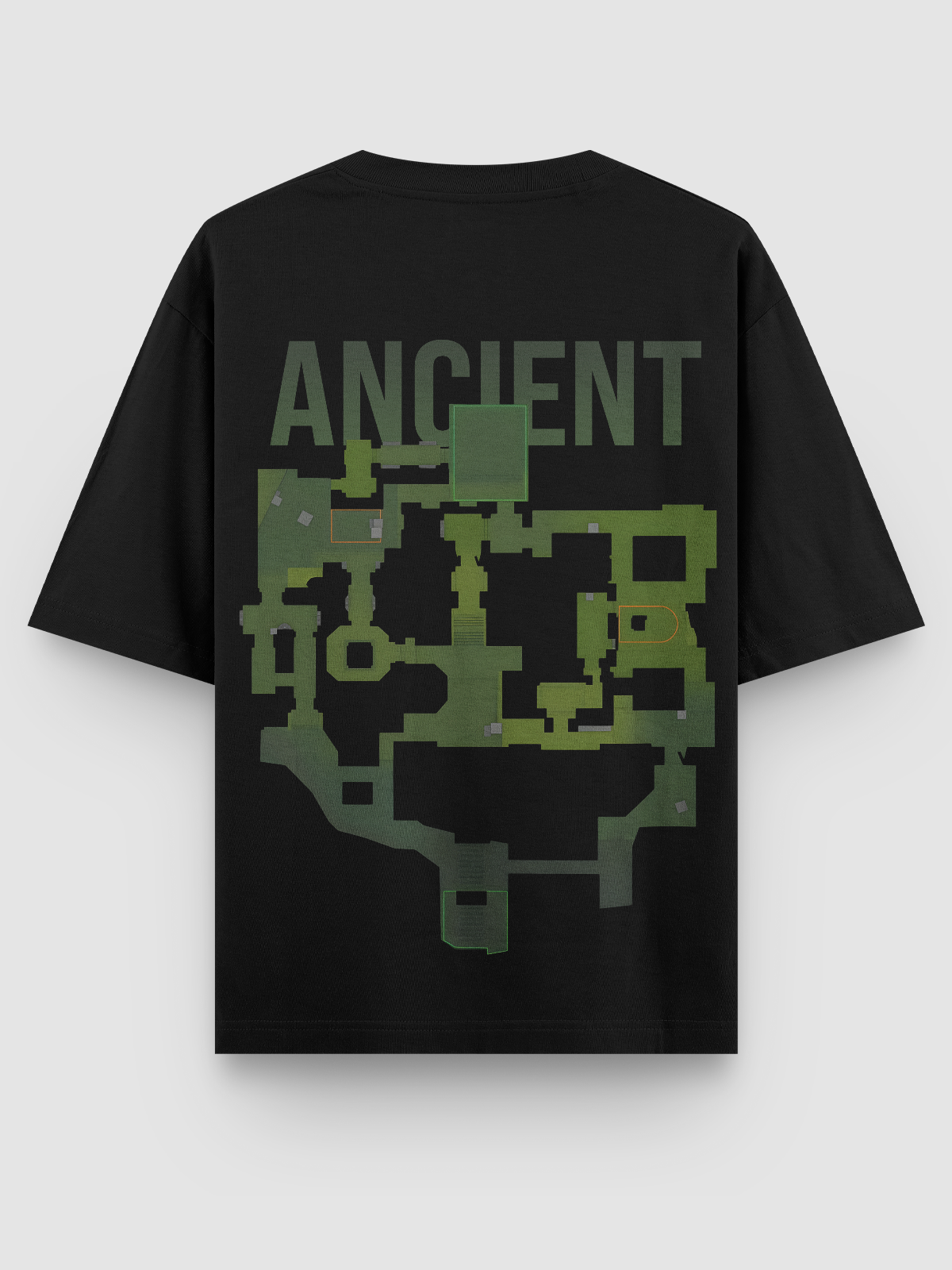 Camiseta gamer com estampa em alta definição do mapa Ancient de Counter-Strike. Confeccionada em algodão penteado, com visual marcante, durabilidade e modelagem ajustada para destacar o estilo de quem joga com estratégia.