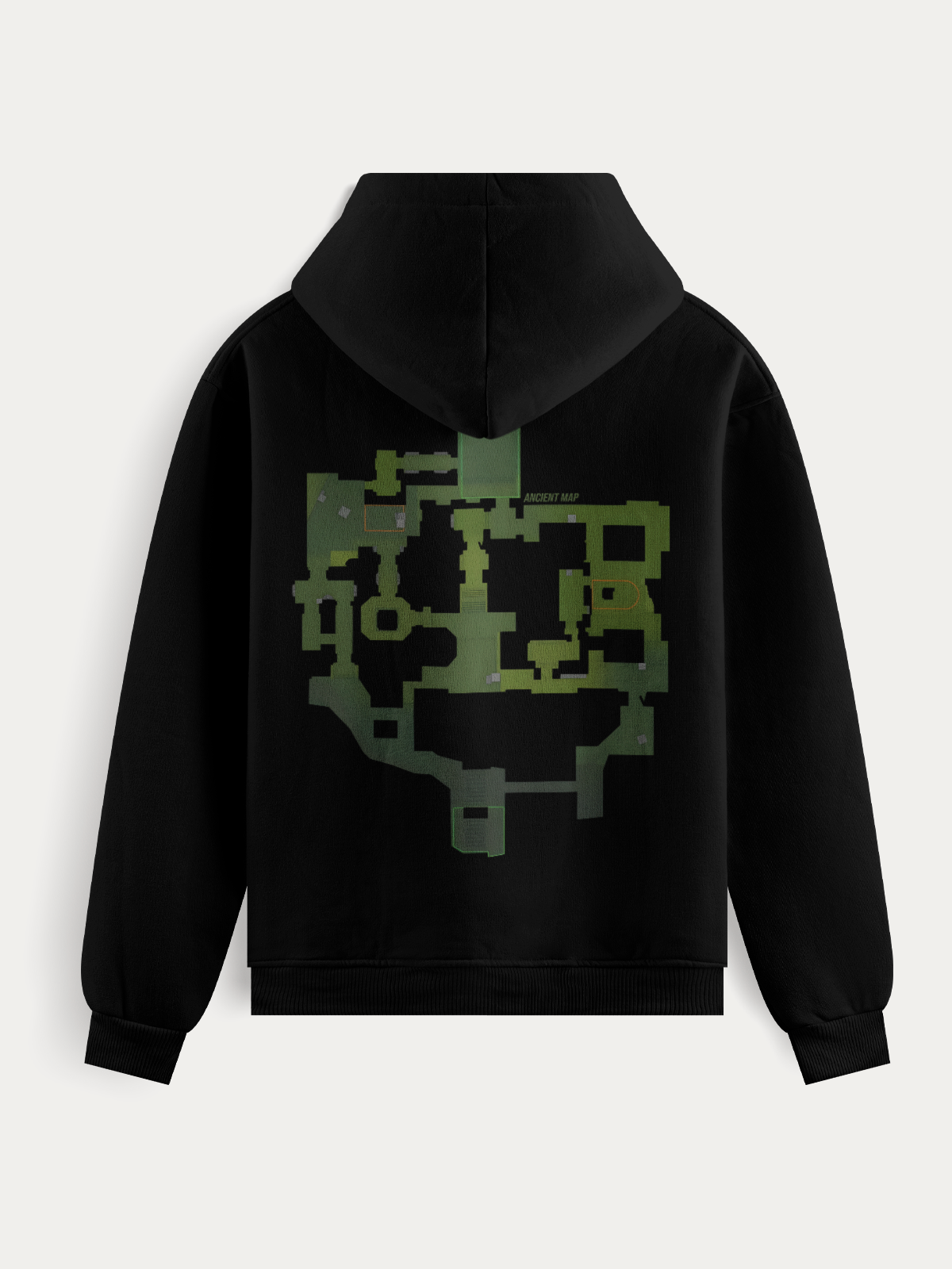 Moletom gamer com estampa do mapa Ancient de Counter-Strike, disponível em preto ou branco, ideal para fãs do game que buscam conforto e identidade no estilo.