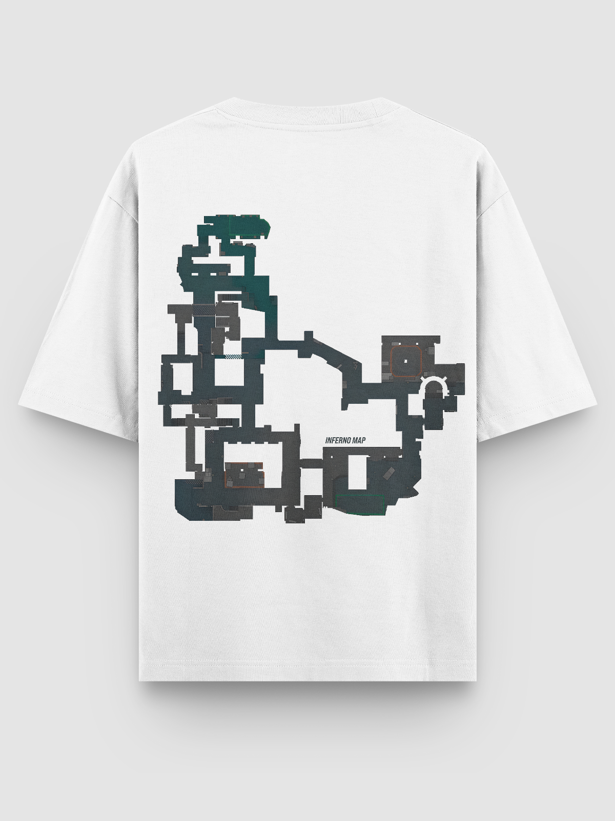 Camiseta com estampa de alta definição do mapa Inferno de Counter-Strike. Confeccionada em algodão penteado, com costura reforçada e visual ideal para quem vive o jogo dentro e fora do servidor.