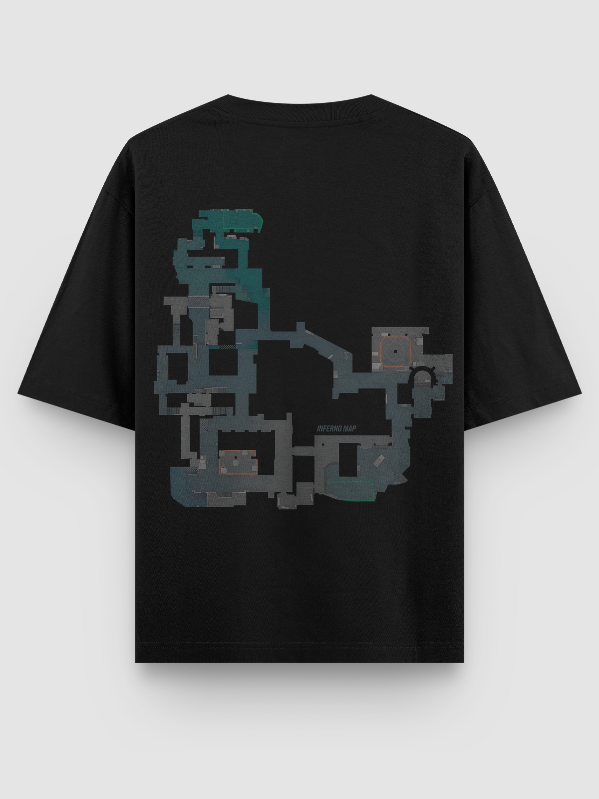 Camiseta com estampa de alta definição do mapa Inferno de Counter-Strike. Confeccionada em algodão penteado, com costura reforçada e visual ideal para quem vive o jogo dentro e fora do servidor.