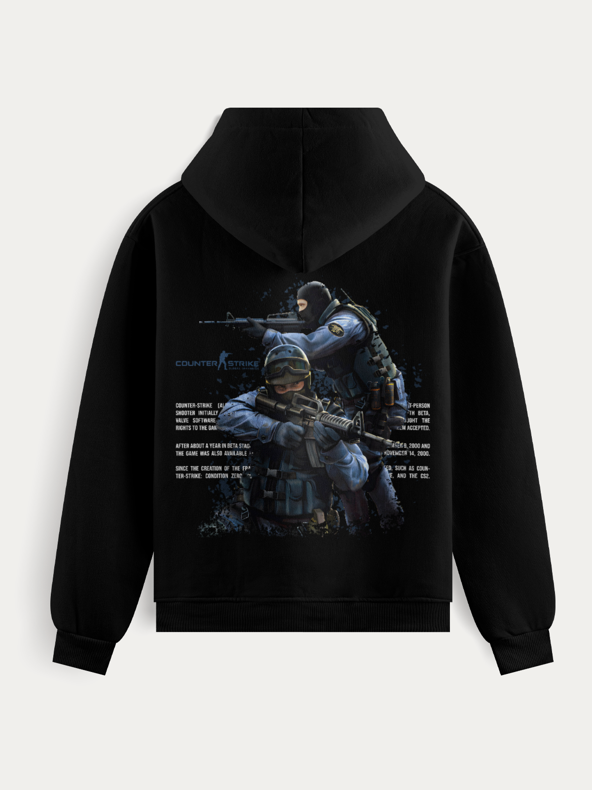 Moletom Counter Strike com estampa dos agentes CTs em ação, traz arte de alta definição e tecido encorpado de 300g/m². Ideal para fãs do game que buscam estilo e resistência.