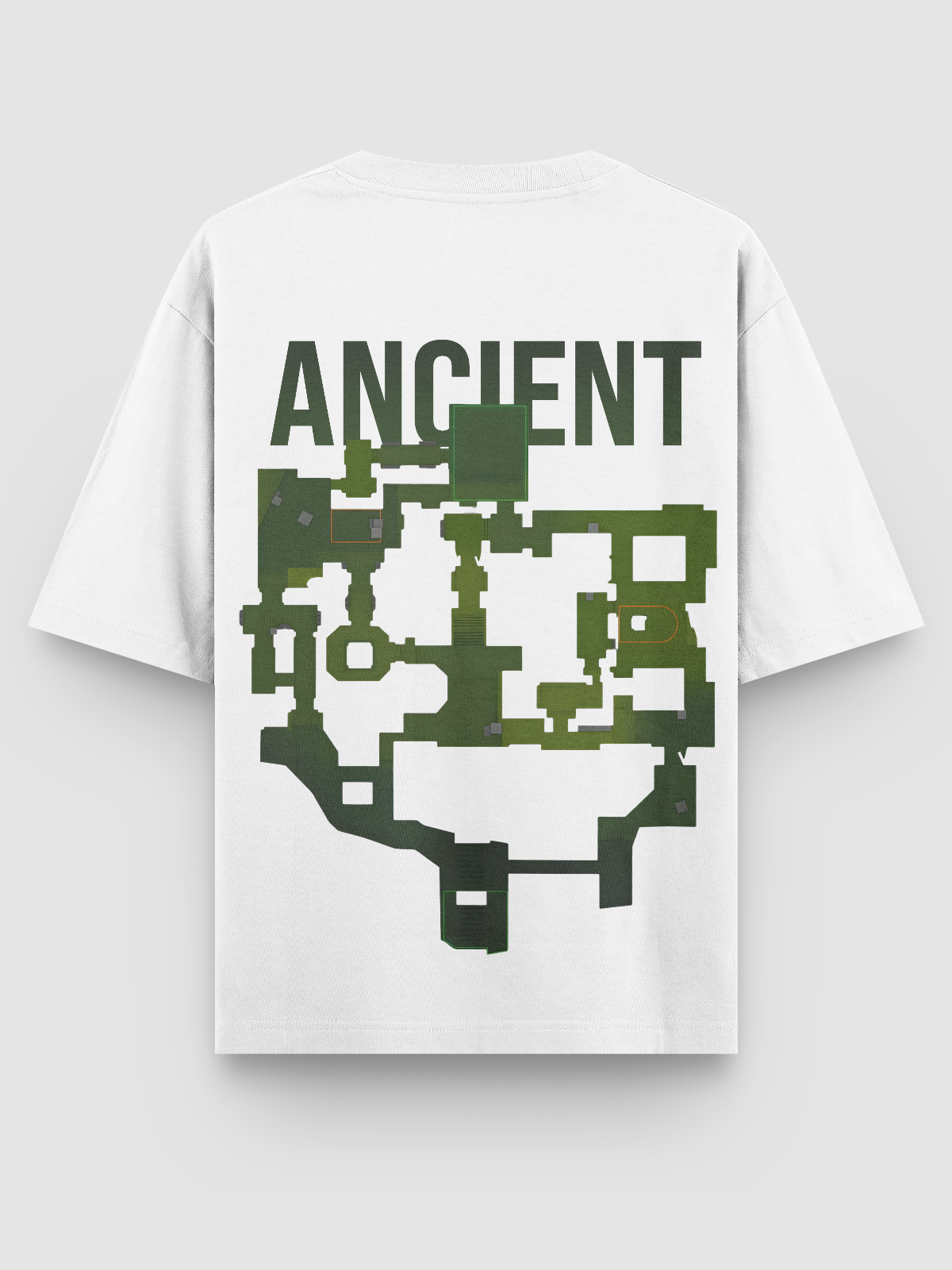 Camiseta gamer com estampa em alta definição do mapa Ancient de Counter-Strike. Confeccionada em algodão penteado, com visual marcante, durabilidade e modelagem ajustada para destacar o estilo de quem joga com estratégia.