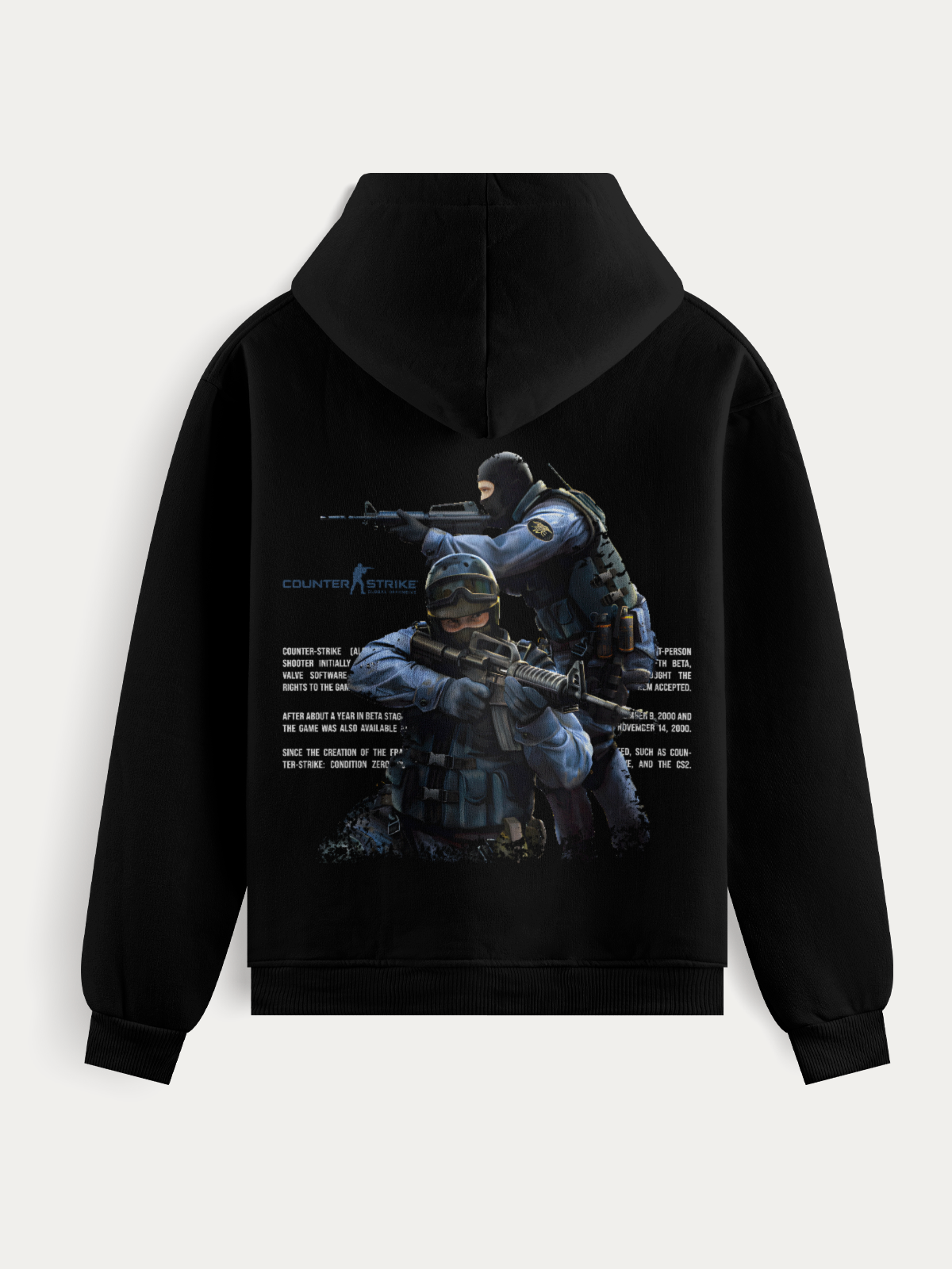 Moletom Counter Strike com estampa dos agentes CTs em ação, traz arte de alta definição e tecido encorpado de 300g/m². Ideal para fãs do game que buscam estilo e resistência.