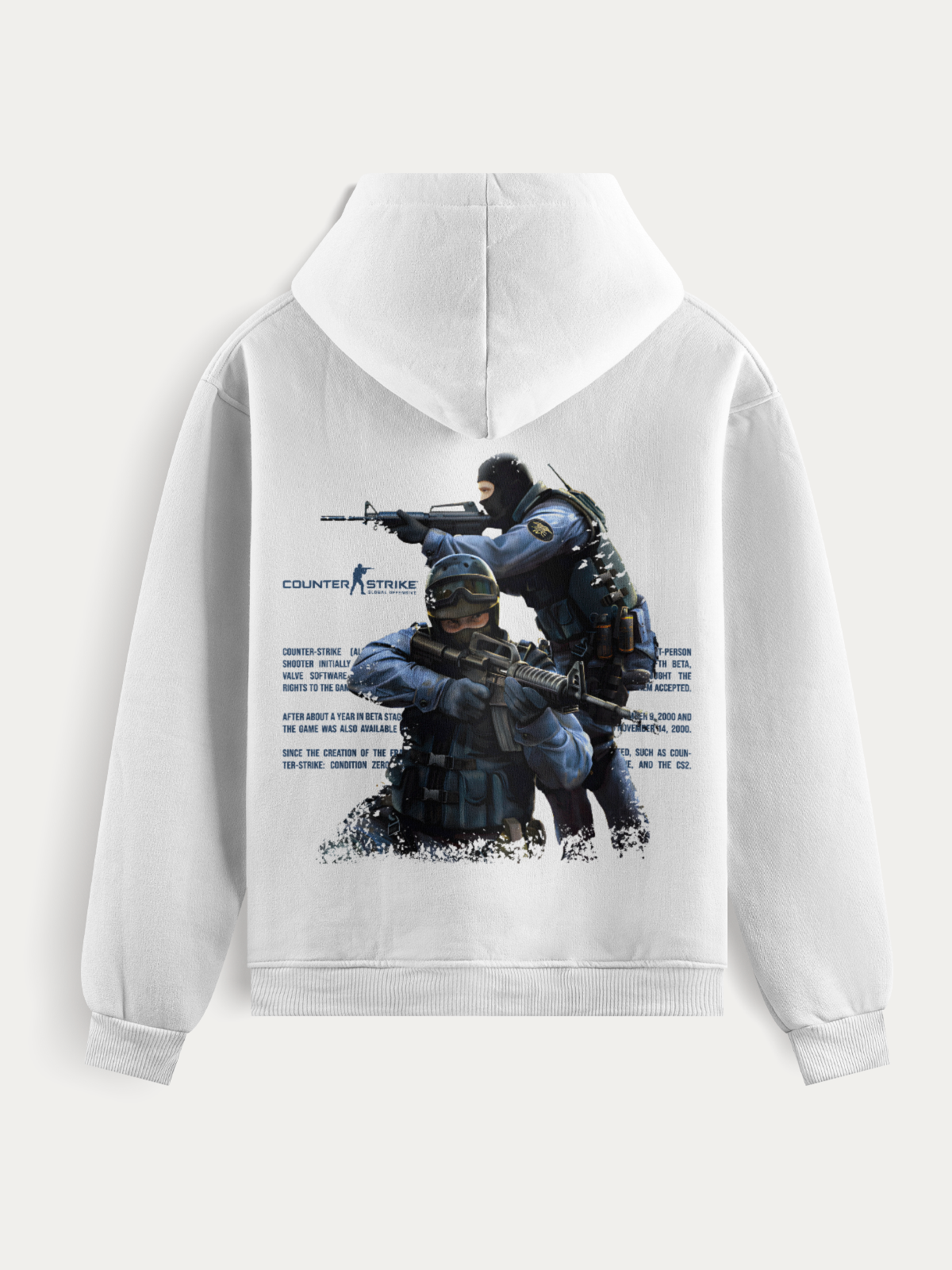 Moletom Counter Strike com estampa dos agentes CTs em ação, traz arte de alta definição e tecido encorpado de 300g/m². Ideal para fãs do game que buscam estilo e resistência.